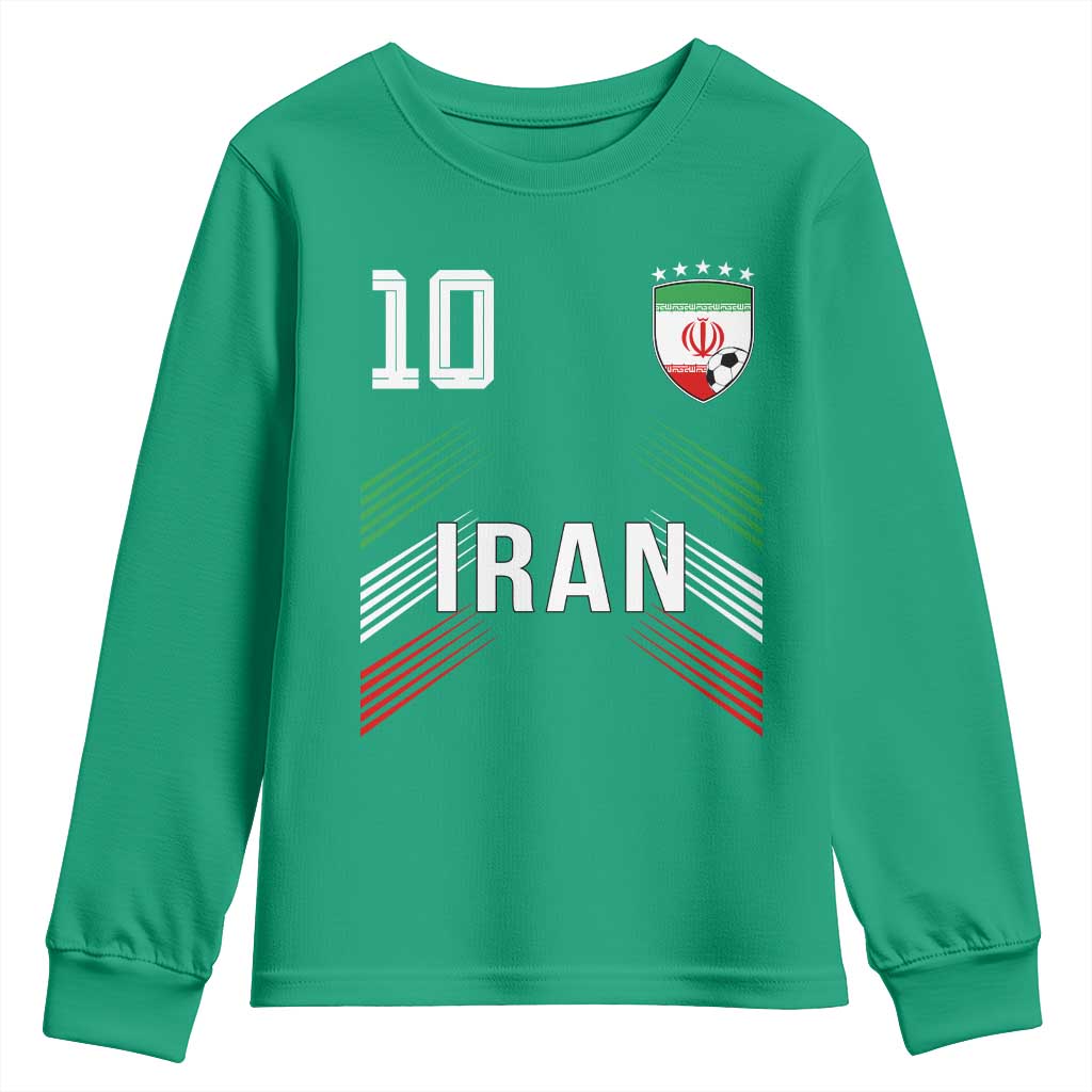 Iran Soccer Sports Graphic Number 10 Jersey Style Youth Sweatshirt Proud Iranian Football Fans Game Day Pride
