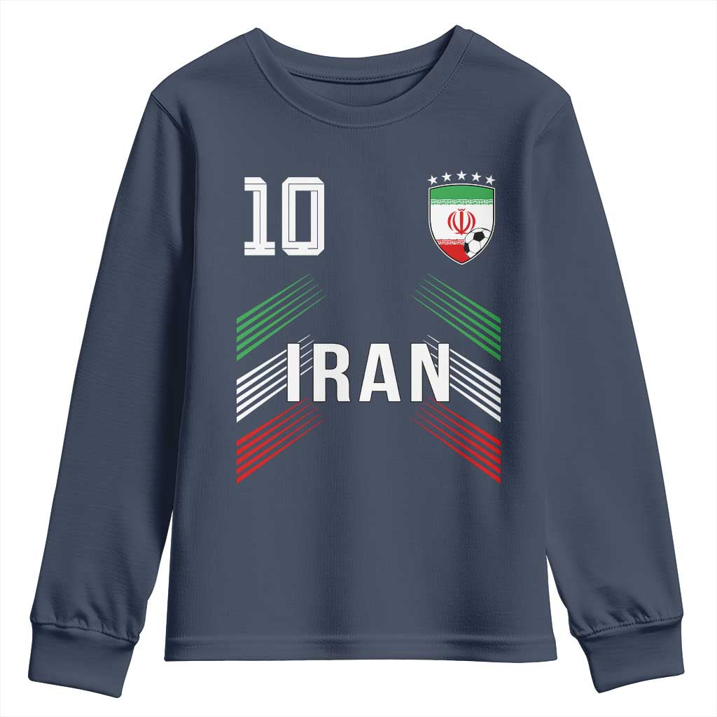Iran Soccer Sports Graphic Number 10 Jersey Style Youth Sweatshirt Proud Iranian Football Fans Game Day Pride