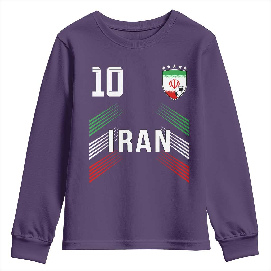 Iran Soccer Sports Graphic Number 10 Jersey Style Youth Sweatshirt Proud Iranian Football Fans Game Day Pride