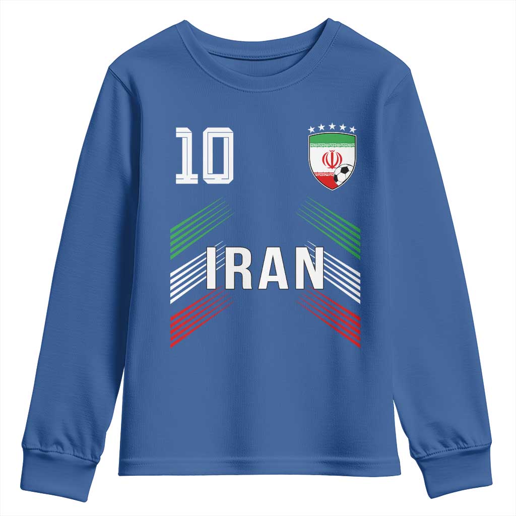 Iran Soccer Sports Graphic Number 10 Jersey Style Youth Sweatshirt Proud Iranian Football Fans Game Day Pride