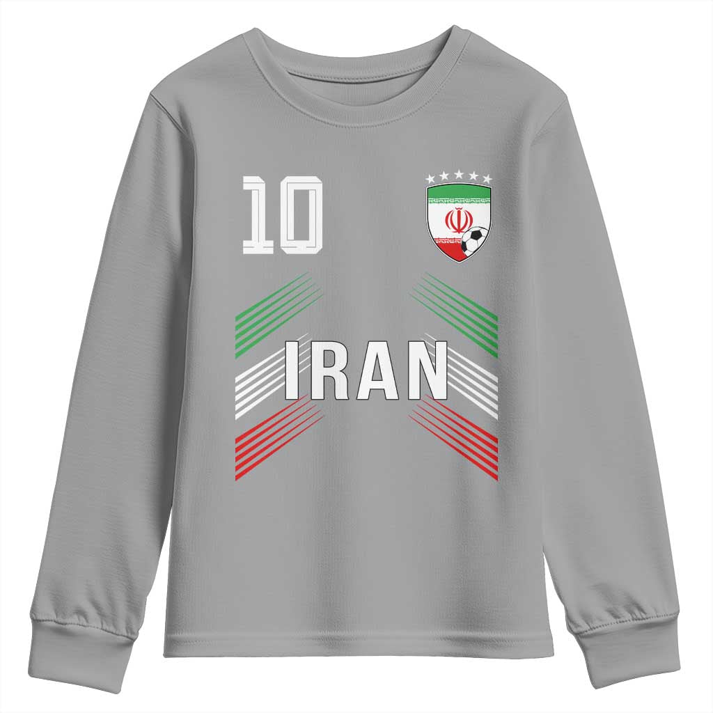 Iran Soccer Sports Graphic Number 10 Jersey Style Youth Sweatshirt Proud Iranian Football Fans Game Day Pride