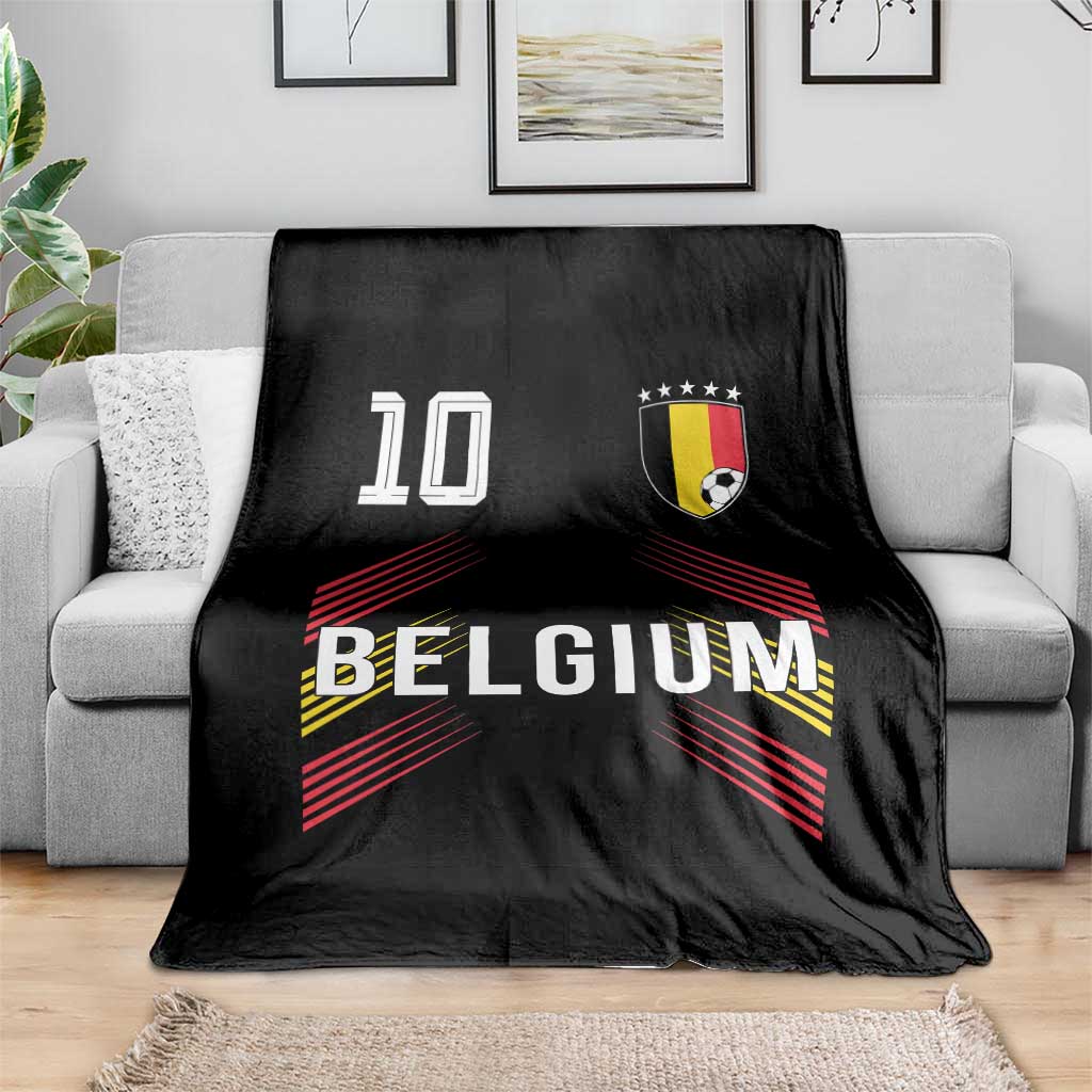 Belgium Soccer Sports Graphic Number 10 Jersey Style Throw Blanket Proud Belgian Football Fans Game Day Pride