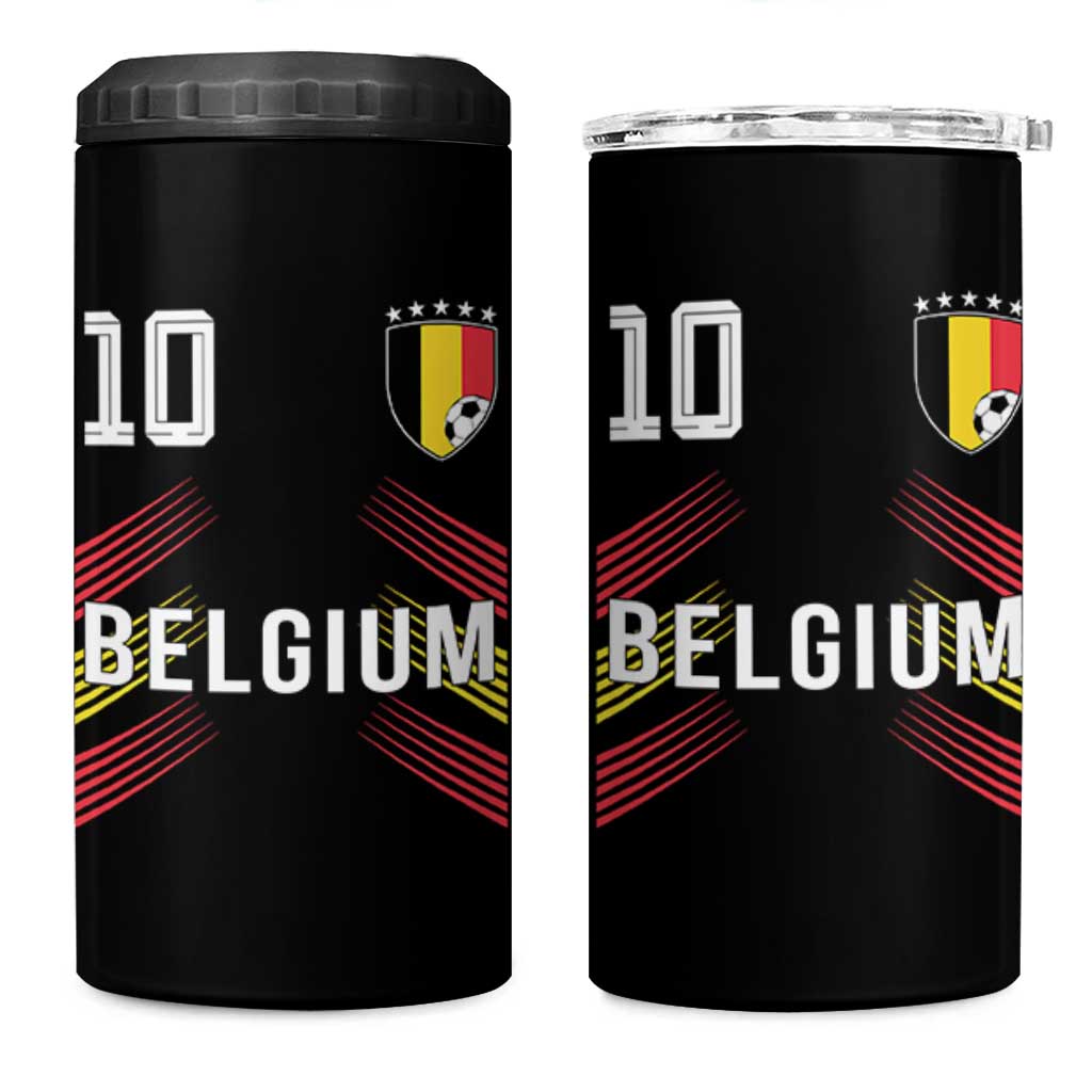 Belgium Soccer Sports Graphic Number 10 Jersey Style 4 in 1 Can Cooler Tumbler Proud Belgian Football Fans Game Day Pride