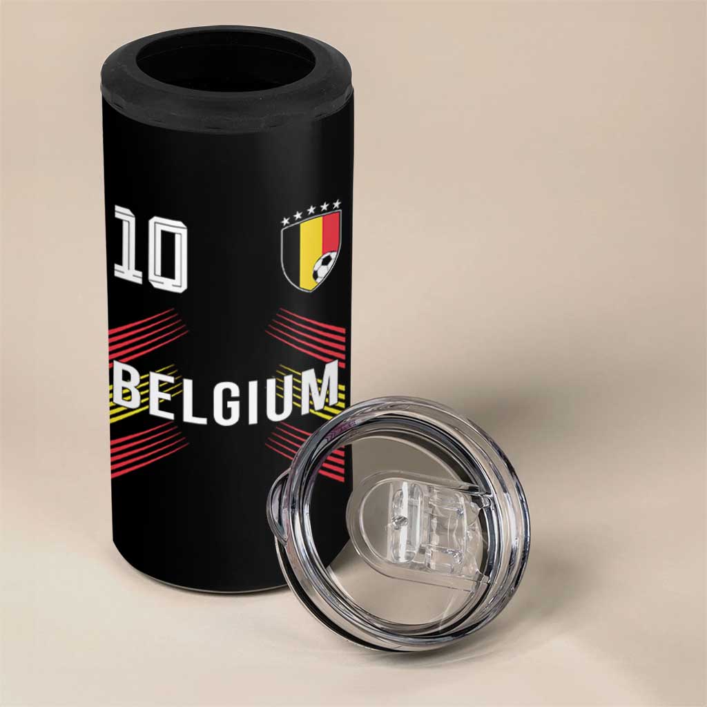 Belgium Soccer Sports Graphic Number 10 Jersey Style 4 in 1 Can Cooler Tumbler Proud Belgian Football Fans Game Day Pride