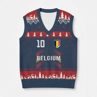 Belgium Soccer Sports Graphic Number 10 Jersey Style V-Neck Knit Sweater Vest Proud Belgian Football Fans Game Day Pride