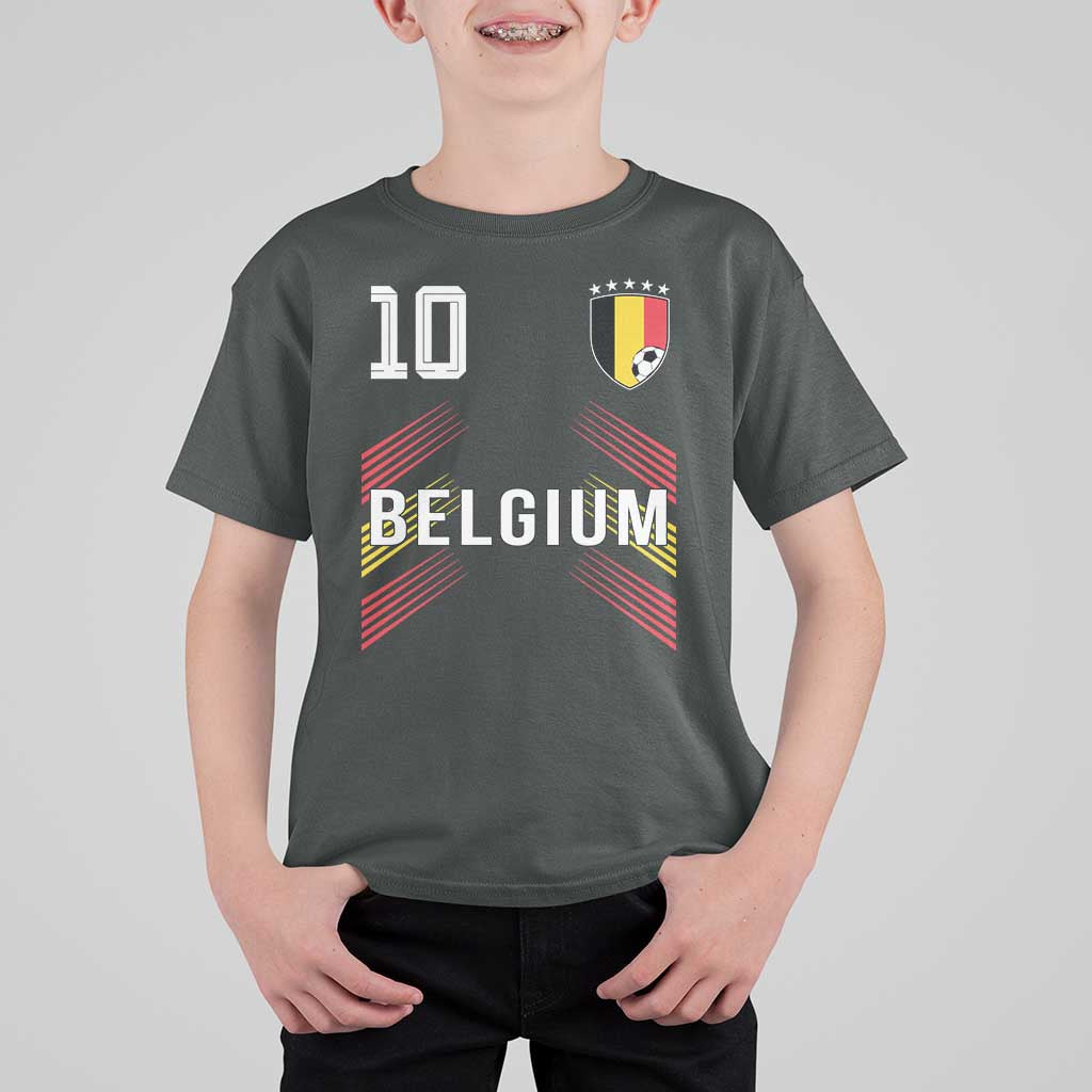 Belgium Soccer Sports Graphic Number 10 Jersey Style T Shirt For Kid Proud Belgian Football Fans Game Day Pride