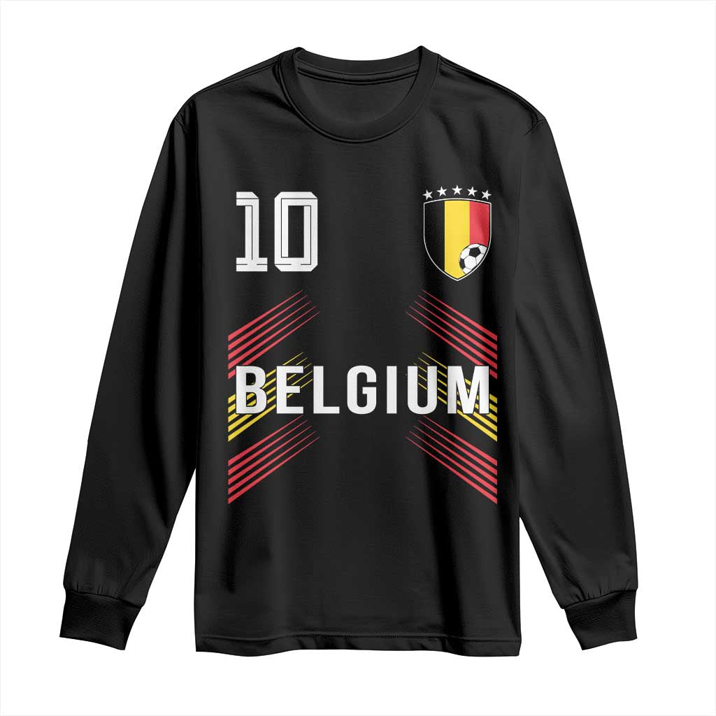 Belgium Soccer Sports Graphic Number 10 Jersey Style Long Sleeve Shirt Proud Belgian Football Fans Game Day Pride