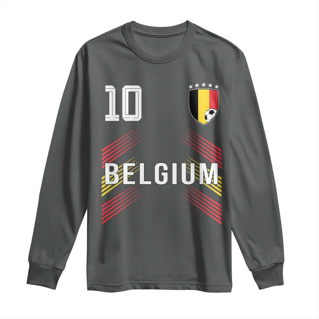 Belgium Soccer Sports Graphic Number 10 Jersey Style Long Sleeve Shirt Proud Belgian Football Fans Game Day Pride