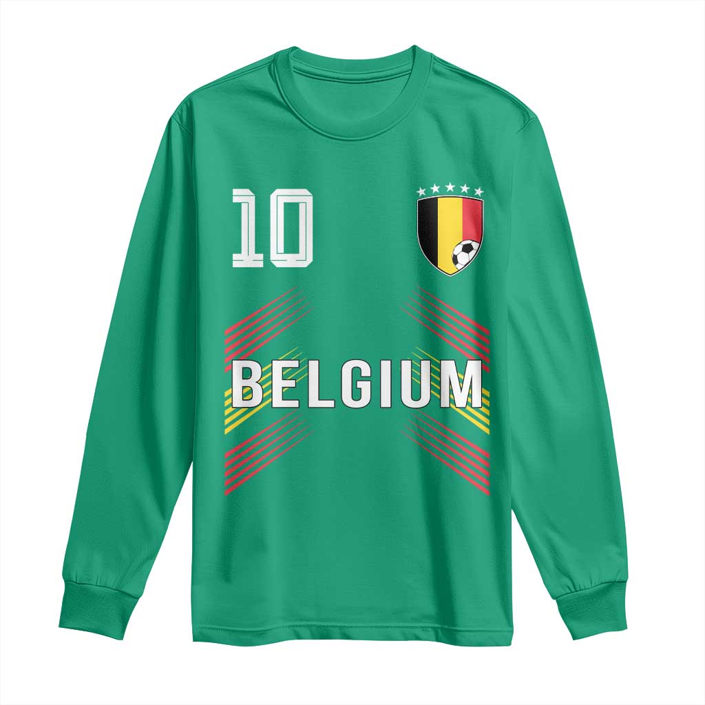 Belgium Soccer Sports Graphic Number 10 Jersey Style Long Sleeve Shirt Proud Belgian Football Fans Game Day Pride