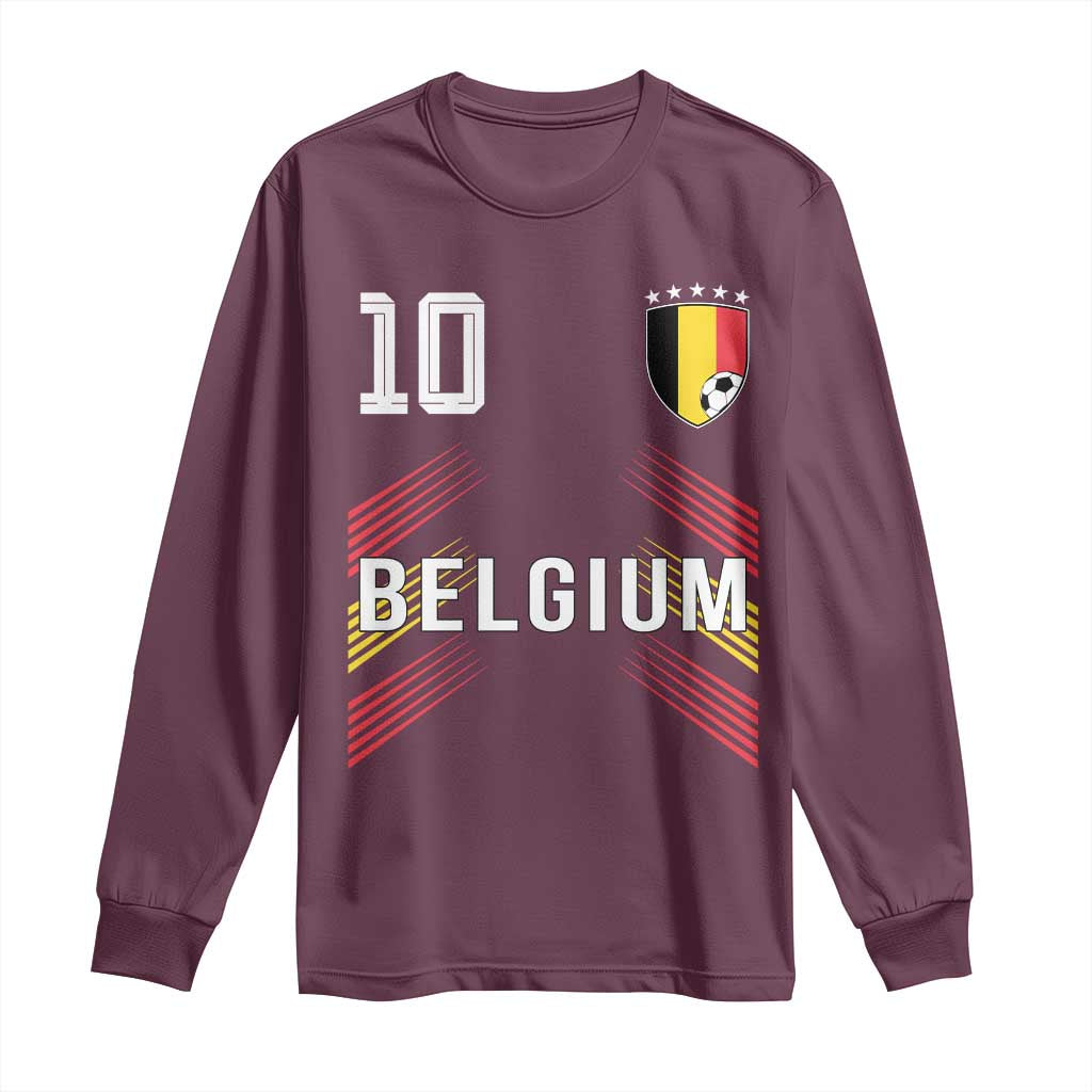 Belgium Soccer Sports Graphic Number 10 Jersey Style Long Sleeve Shirt Proud Belgian Football Fans Game Day Pride