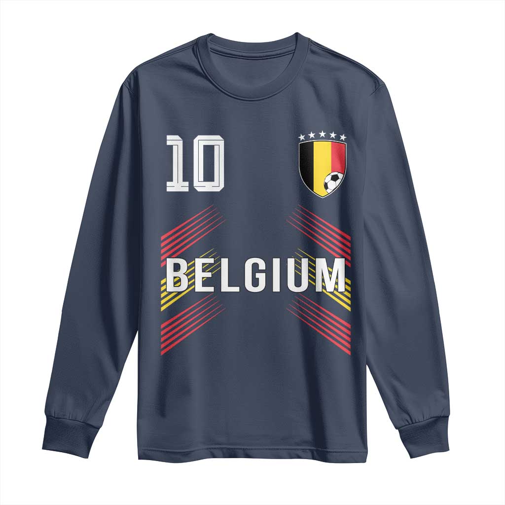 Belgium Soccer Sports Graphic Number 10 Jersey Style Long Sleeve Shirt Proud Belgian Football Fans Game Day Pride
