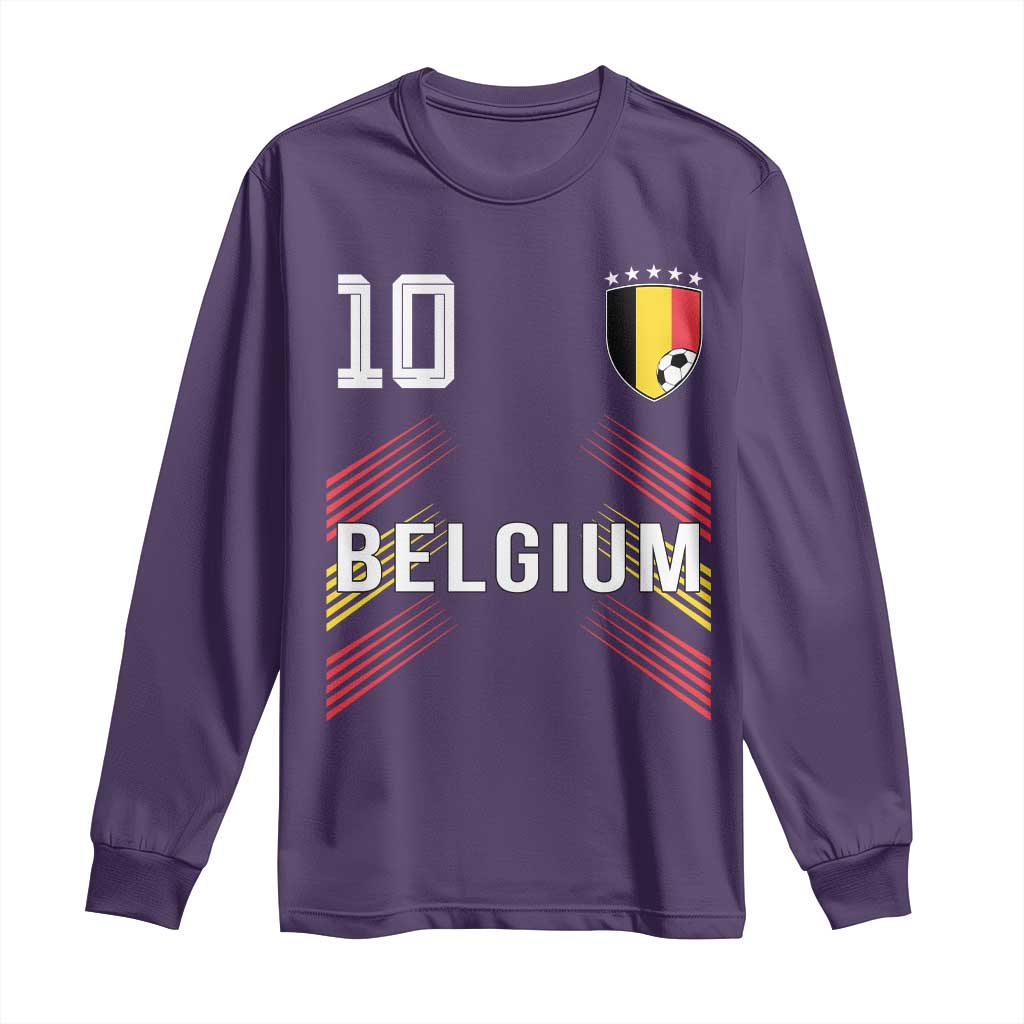 Belgium Soccer Sports Graphic Number 10 Jersey Style Long Sleeve Shirt Proud Belgian Football Fans Game Day Pride