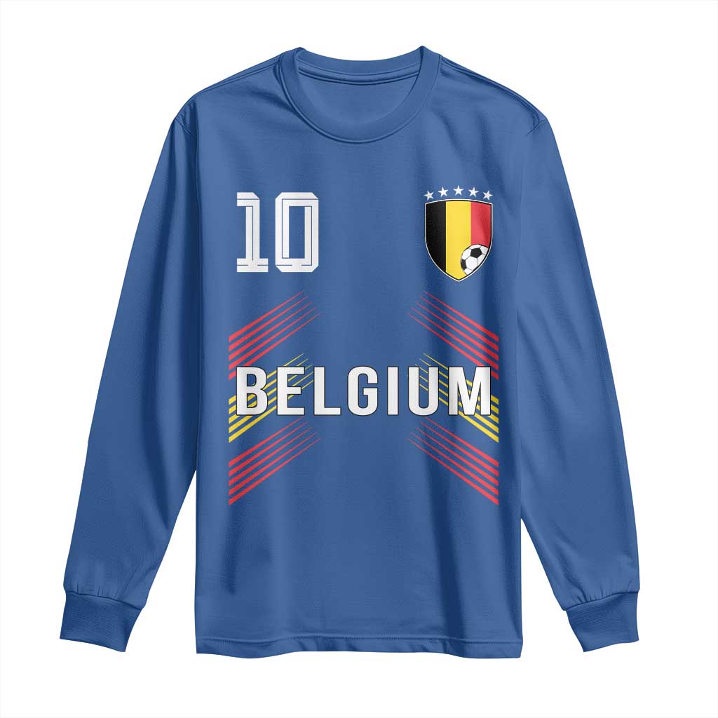 Belgium Soccer Sports Graphic Number 10 Jersey Style Long Sleeve Shirt Proud Belgian Football Fans Game Day Pride