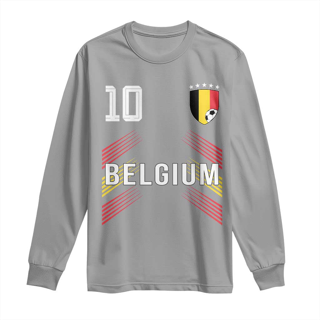 Belgium Soccer Sports Graphic Number 10 Jersey Style Long Sleeve Shirt Proud Belgian Football Fans Game Day Pride