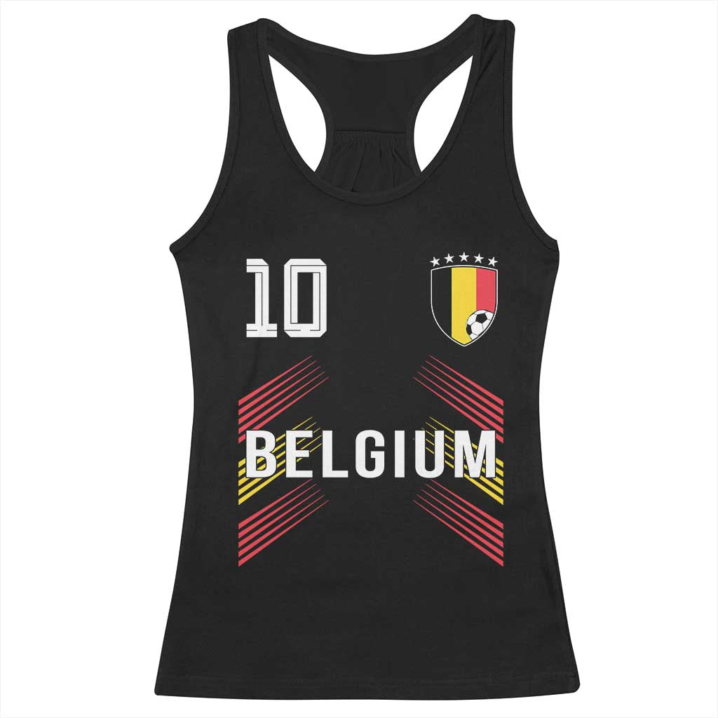 Belgium Soccer Sports Graphic Number 10 Jersey Style Racerback Tank Top Proud Belgian Football Fans Game Day Pride