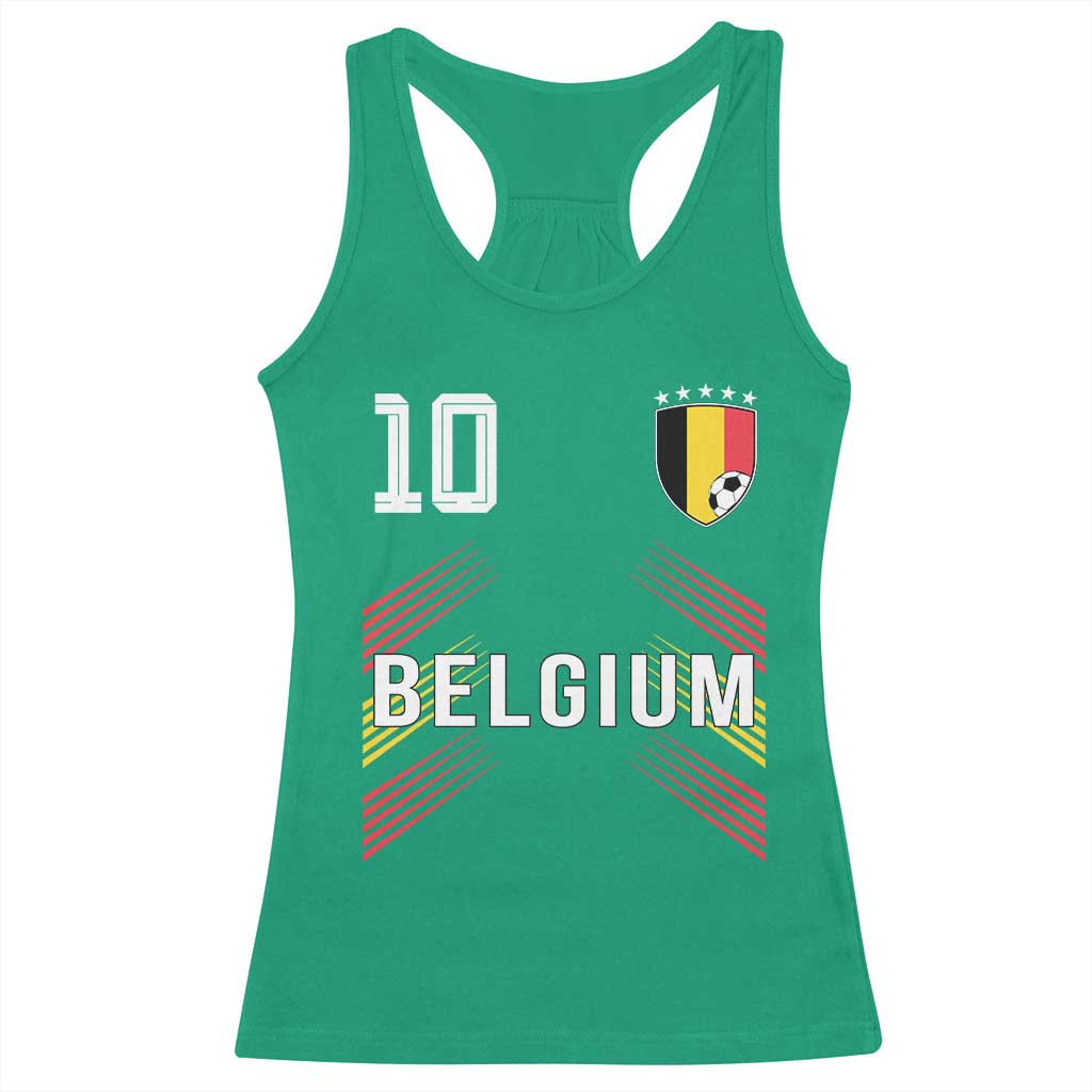 Belgium Soccer Sports Graphic Number 10 Jersey Style Racerback Tank Top Proud Belgian Football Fans Game Day Pride