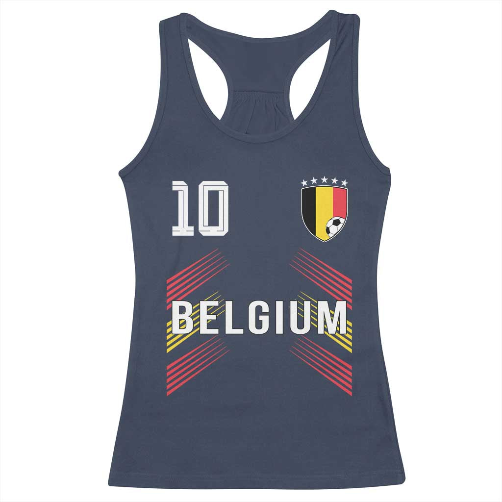 Belgium Soccer Sports Graphic Number 10 Jersey Style Racerback Tank Top Proud Belgian Football Fans Game Day Pride