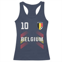 Belgium Soccer Sports Graphic Number 10 Jersey Style Racerback Tank Top Proud Belgian Football Fans Game Day Pride