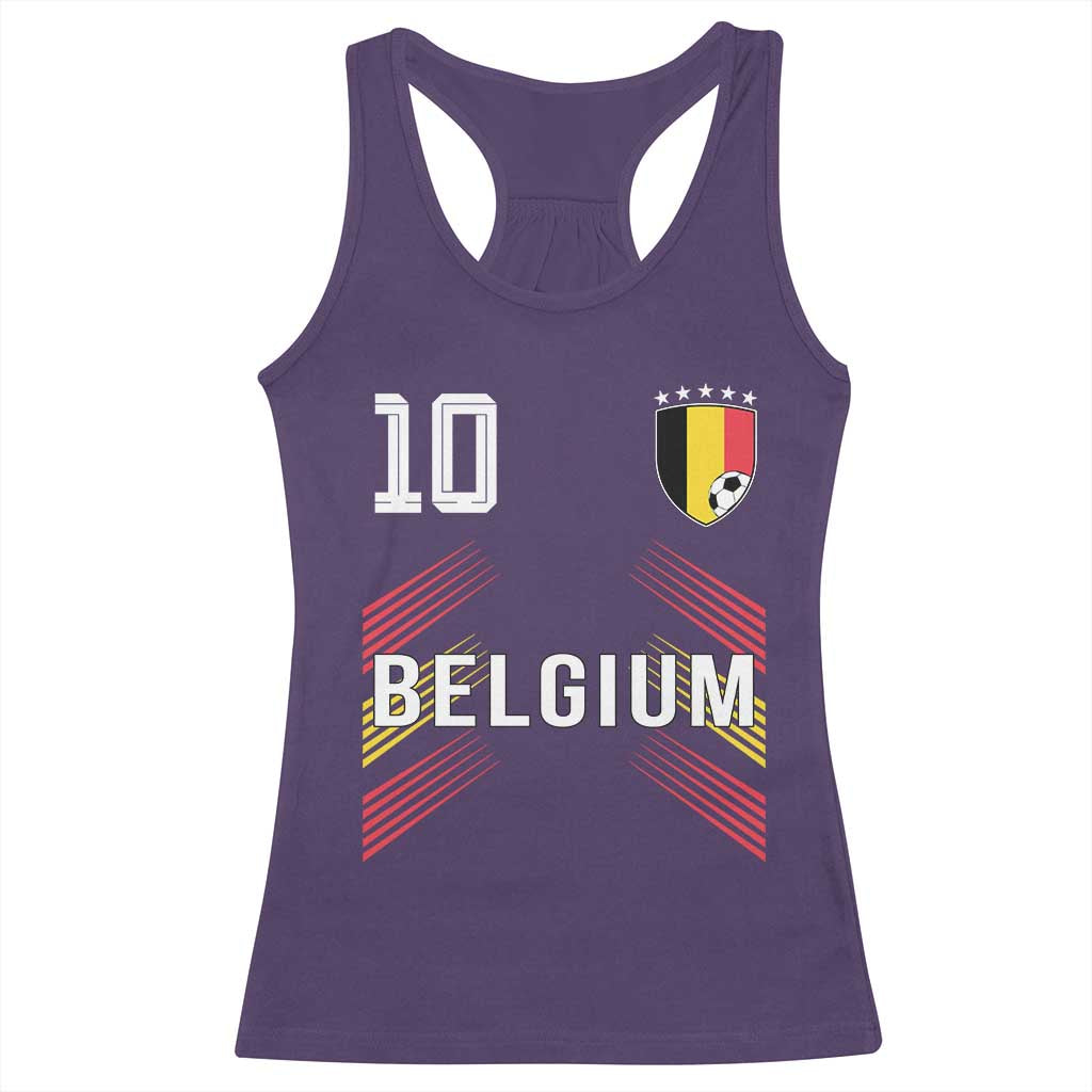 Belgium Soccer Sports Graphic Number 10 Jersey Style Racerback Tank Top Proud Belgian Football Fans Game Day Pride