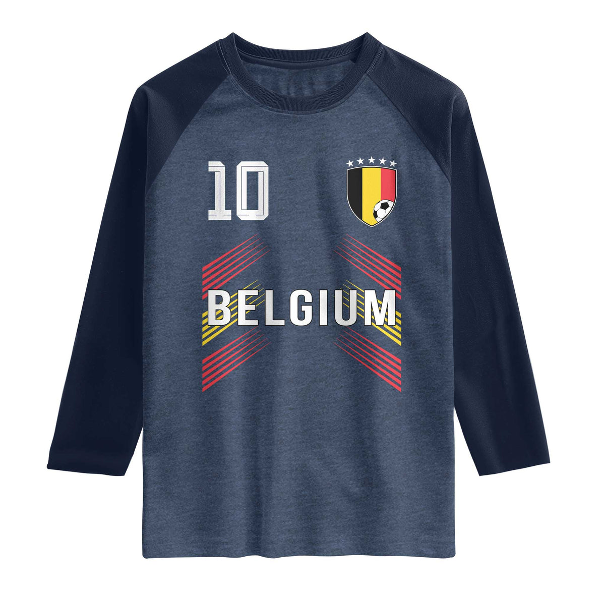 Belgium Soccer Sports Graphic Number 10 Jersey Style Raglan Shirt Proud Belgian Football Fans Game Day Pride