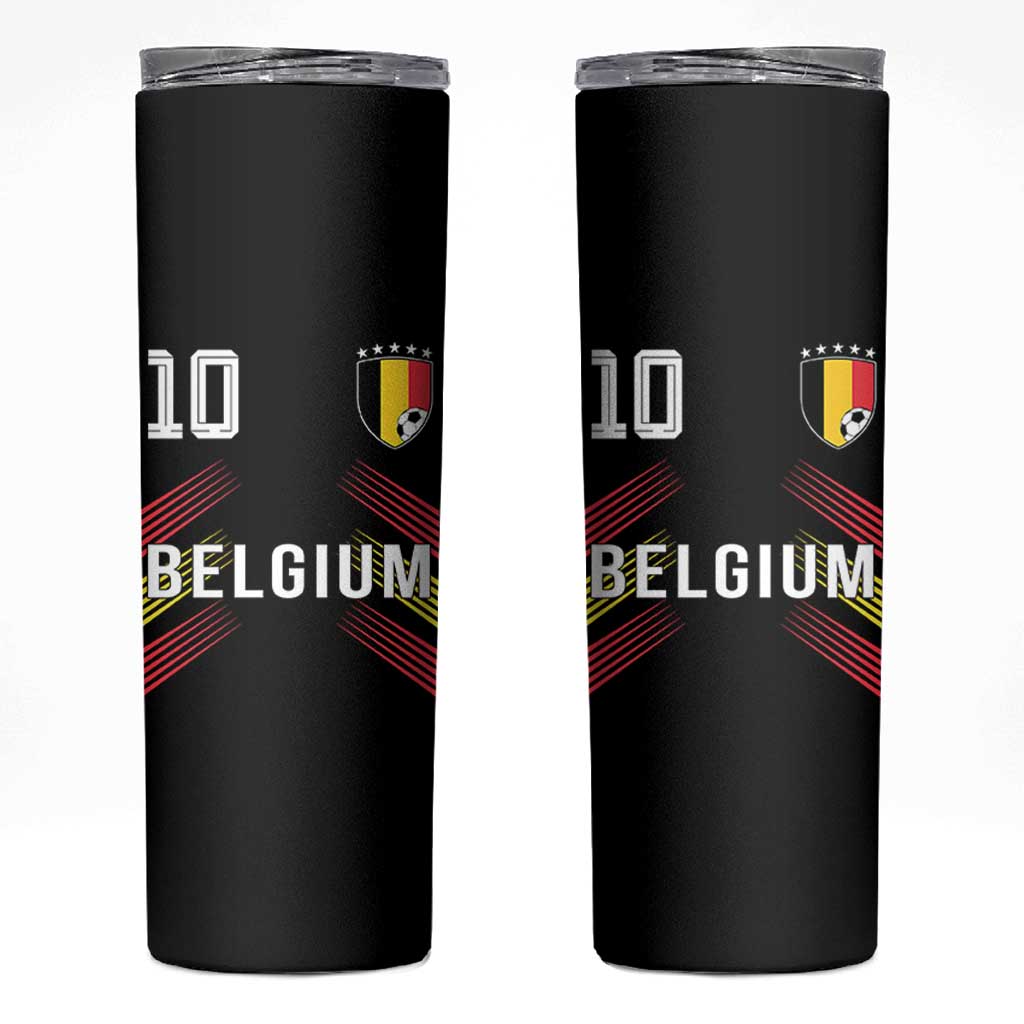 Belgium Soccer Sports Graphic Number 10 Jersey Style Skinny Tumbler Proud Belgian Football Fans Game Day Pride