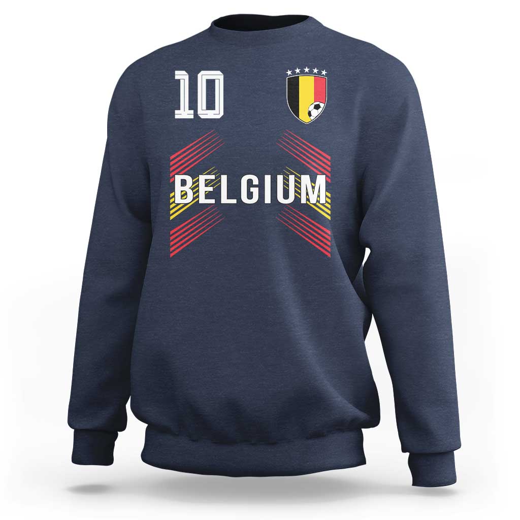 Belgium Soccer Sports Graphic Number 10 Jersey Style Sweatshirt Proud Belgian Football Fans Game Day Pride