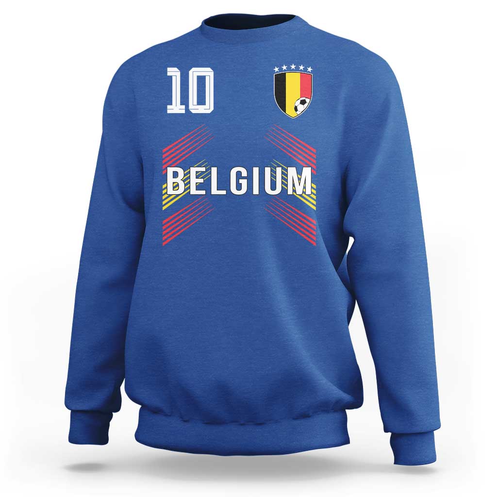 Belgium Soccer Sports Graphic Number 10 Jersey Style Sweatshirt Proud Belgian Football Fans Game Day Pride