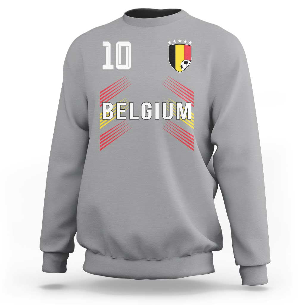 Belgium Soccer Sports Graphic Number 10 Jersey Style Sweatshirt Proud Belgian Football Fans Game Day Pride