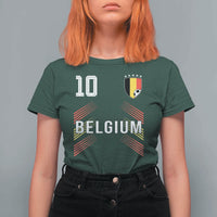 Belgium Soccer Sports Graphic Number 10 Jersey Style T Shirt For Women Proud Belgian Football Fans Game Day Pride