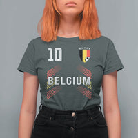 Belgium Soccer Sports Graphic Number 10 Jersey Style T Shirt For Women Proud Belgian Football Fans Game Day Pride