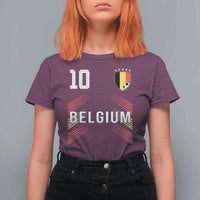 Belgium Soccer Sports Graphic Number 10 Jersey Style T Shirt For Women Proud Belgian Football Fans Game Day Pride