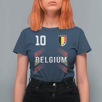 Belgium Soccer Sports Graphic Number 10 Jersey Style T Shirt For Women Proud Belgian Football Fans Game Day Pride