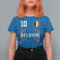 Belgium Soccer Sports Graphic Number 10 Jersey Style T Shirt For Women Proud Belgian Football Fans Game Day Pride
