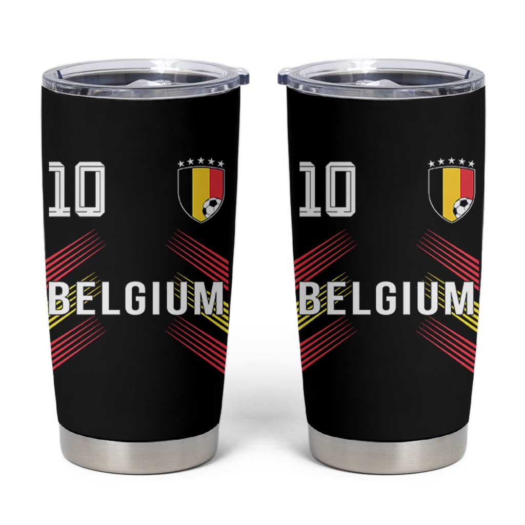 Belgium Soccer Sports Graphic Number 10 Jersey Style Tumbler Cup Proud Belgian Football Fans Game Day Pride