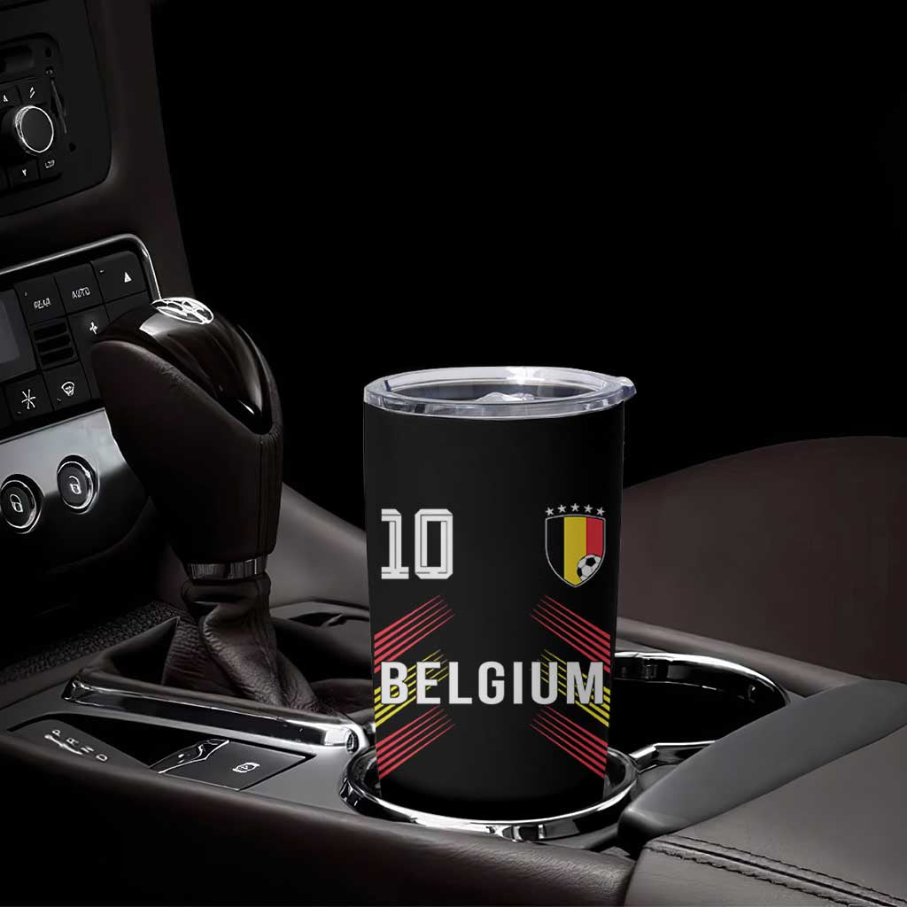Belgium Soccer Sports Graphic Number 10 Jersey Style Tumbler Cup Proud Belgian Football Fans Game Day Pride