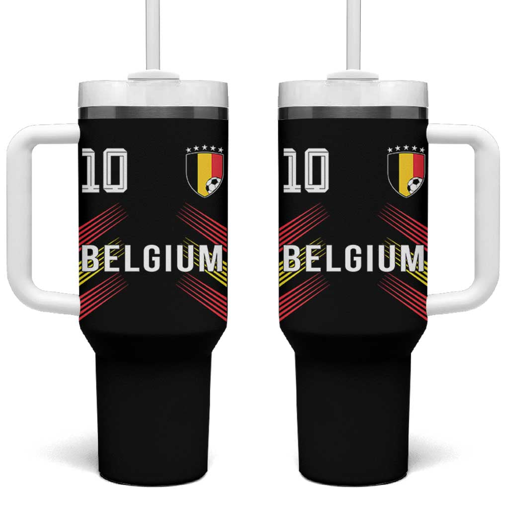 Belgium Soccer Sports Graphic Number 10 Jersey Style Tumbler With Handle Proud Belgian Football Fans Game Day Pride
