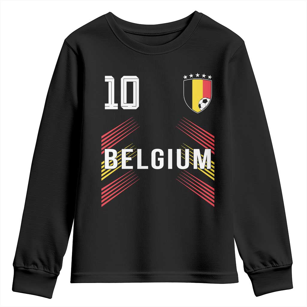 Belgium Soccer Sports Graphic Number 10 Jersey Style Youth Sweatshirt Proud Belgian Football Fans Game Day Pride