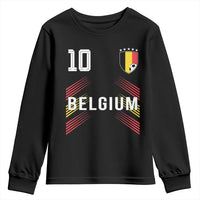 Belgium Soccer Sports Graphic Number 10 Jersey Style Youth Sweatshirt Proud Belgian Football Fans Game Day Pride