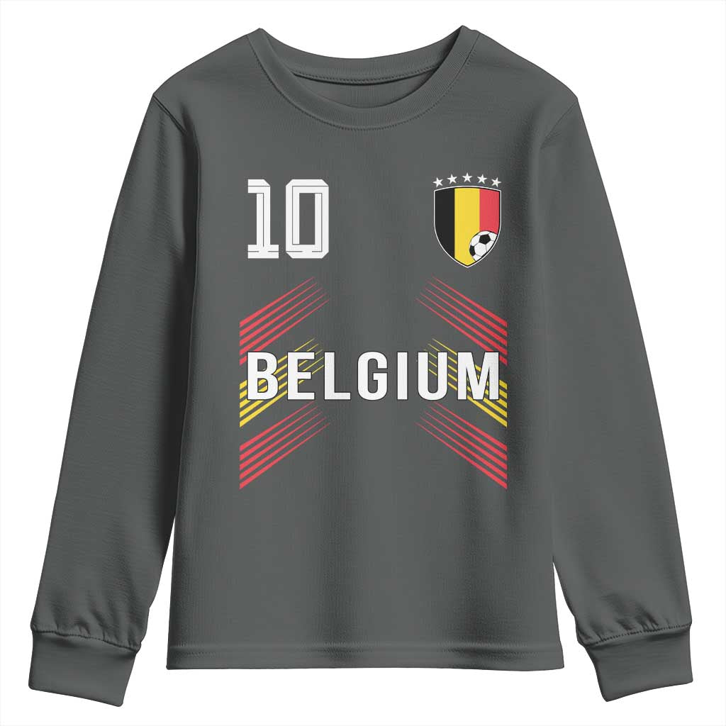 Belgium Soccer Sports Graphic Number 10 Jersey Style Youth Sweatshirt Proud Belgian Football Fans Game Day Pride
