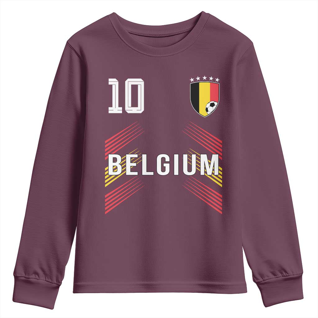 Belgium Soccer Sports Graphic Number 10 Jersey Style Youth Sweatshirt Proud Belgian Football Fans Game Day Pride