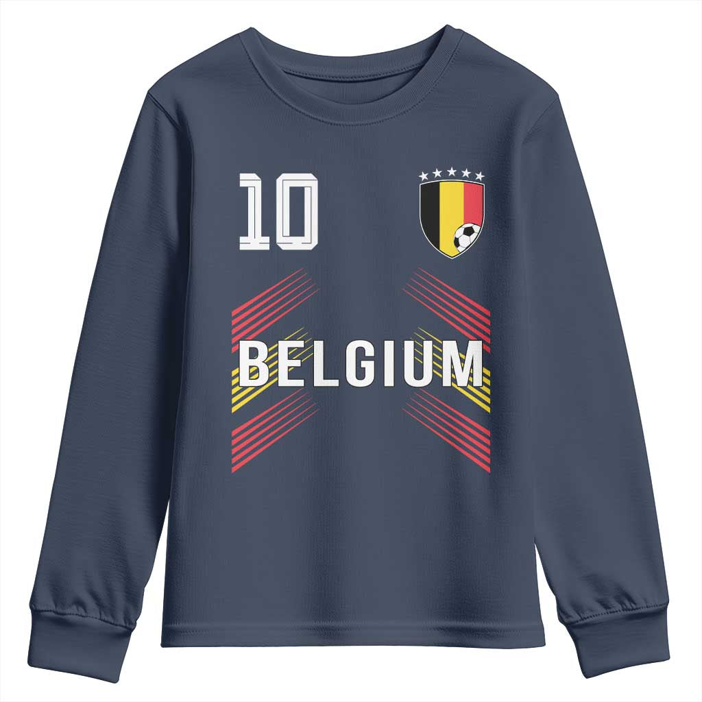 Belgium Soccer Sports Graphic Number 10 Jersey Style Youth Sweatshirt Proud Belgian Football Fans Game Day Pride