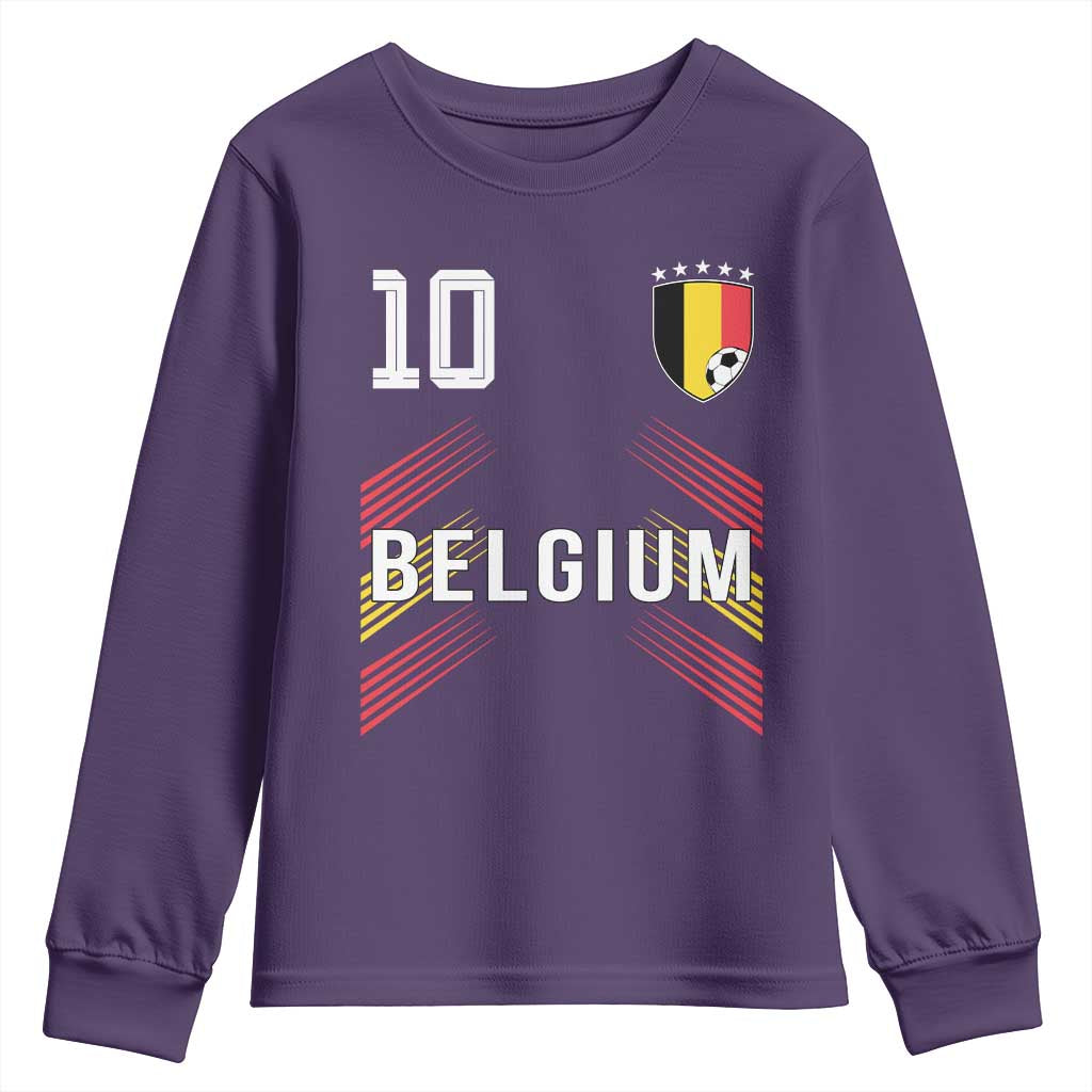 Belgium Soccer Sports Graphic Number 10 Jersey Style Youth Sweatshirt Proud Belgian Football Fans Game Day Pride
