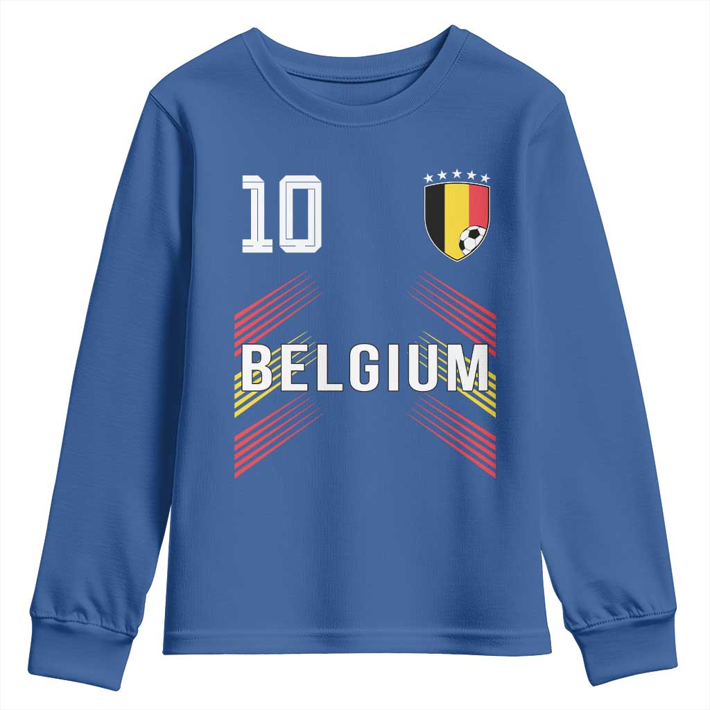 Belgium Soccer Sports Graphic Number 10 Jersey Style Youth Sweatshirt Proud Belgian Football Fans Game Day Pride