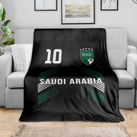 Saudi Arabia Soccer Sports Graphic Number 10 Jersey Style Throw Blanket Proud Saudi Football Fans Game Day Pride
