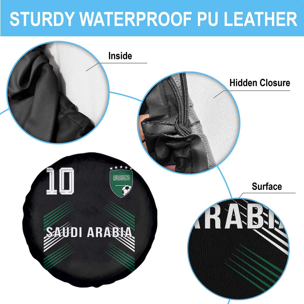 Saudi Arabia Soccer Sports Graphic Number 10 Jersey Style Spare Tire Cover Proud Saudi Football Fans Game Day Pride