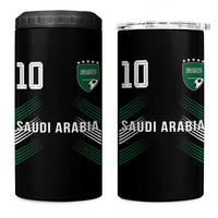 Saudi Arabia Soccer Sports Graphic Number 10 Jersey Style 4 in 1 Can Cooler Tumbler Proud Saudi Football Fans Game Day Pride