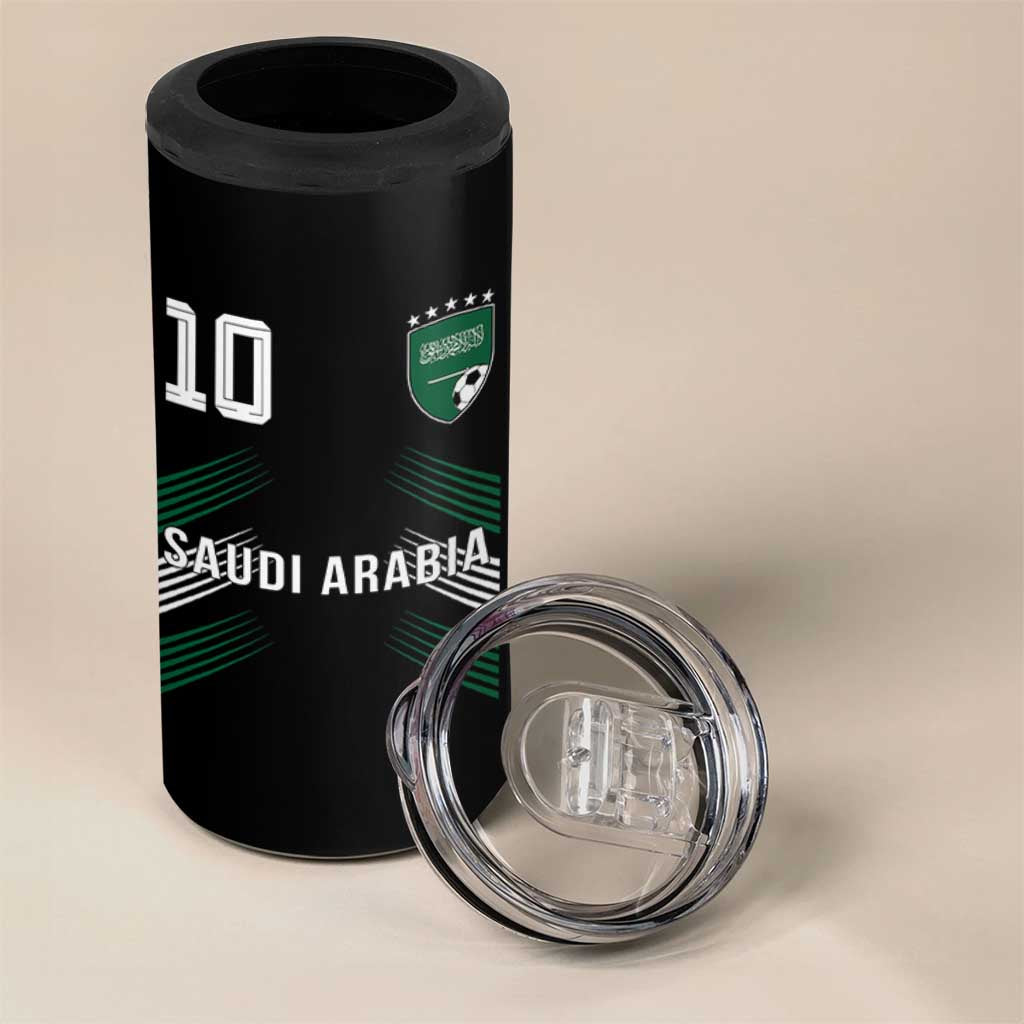 Saudi Arabia Soccer Sports Graphic Number 10 Jersey Style 4 in 1 Can Cooler Tumbler Proud Saudi Football Fans Game Day Pride