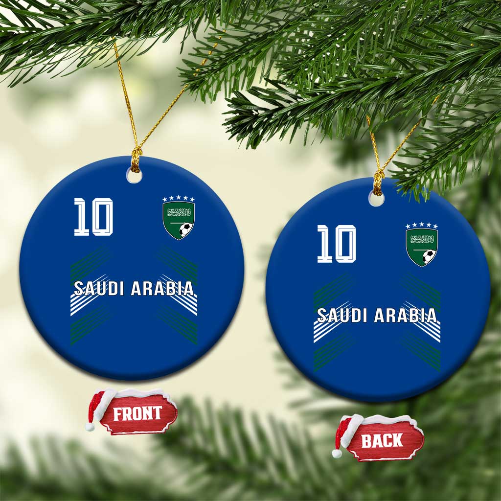 Saudi Arabia Soccer Sports Graphic Number 10 Jersey Style Ceramic Ornament Proud Saudi Football Fans Game Day Pride