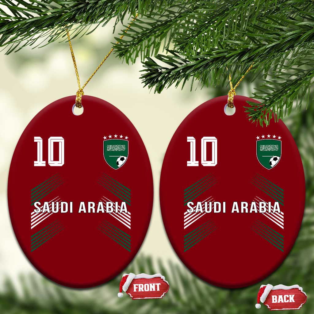 Saudi Arabia Soccer Sports Graphic Number 10 Jersey Style Ceramic Ornament Proud Saudi Football Fans Game Day Pride