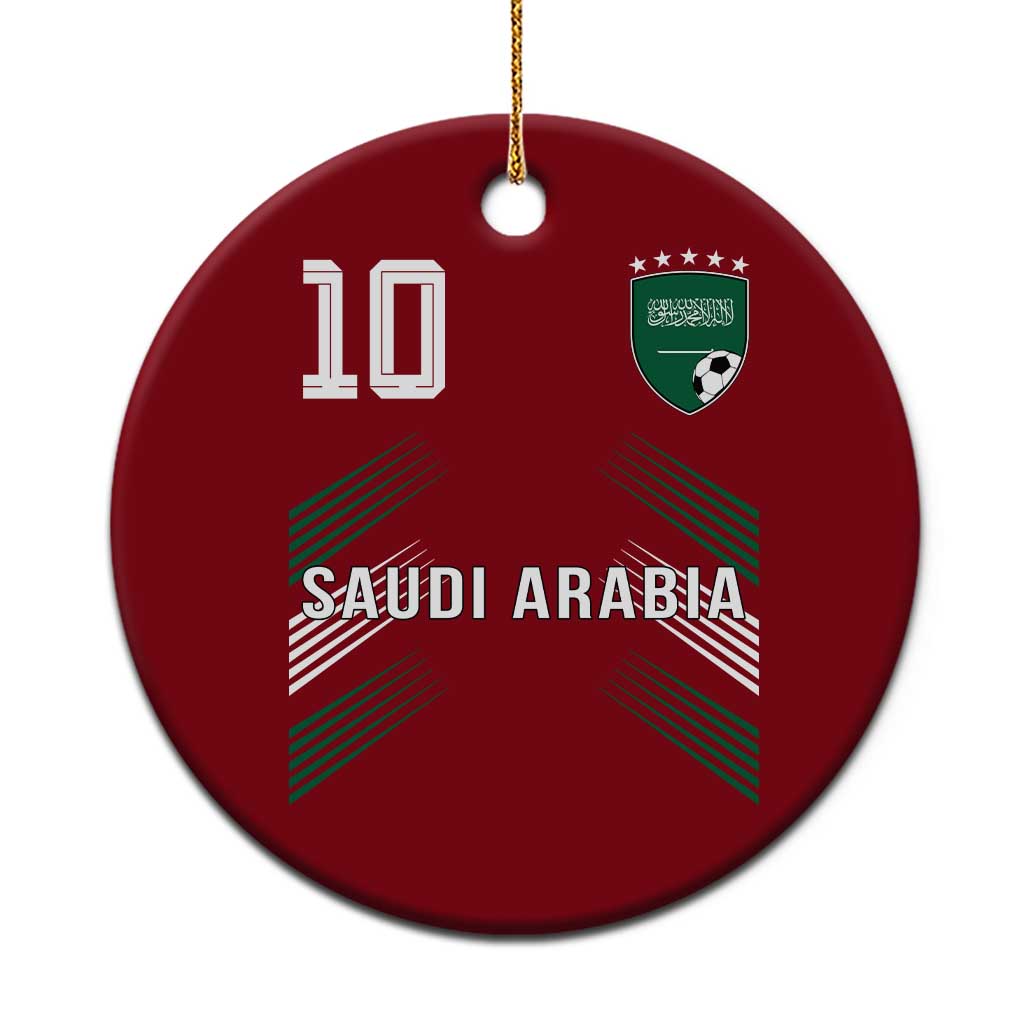 Saudi Arabia Soccer Sports Graphic Number 10 Jersey Style Ceramic Ornament Proud Saudi Football Fans Game Day Pride